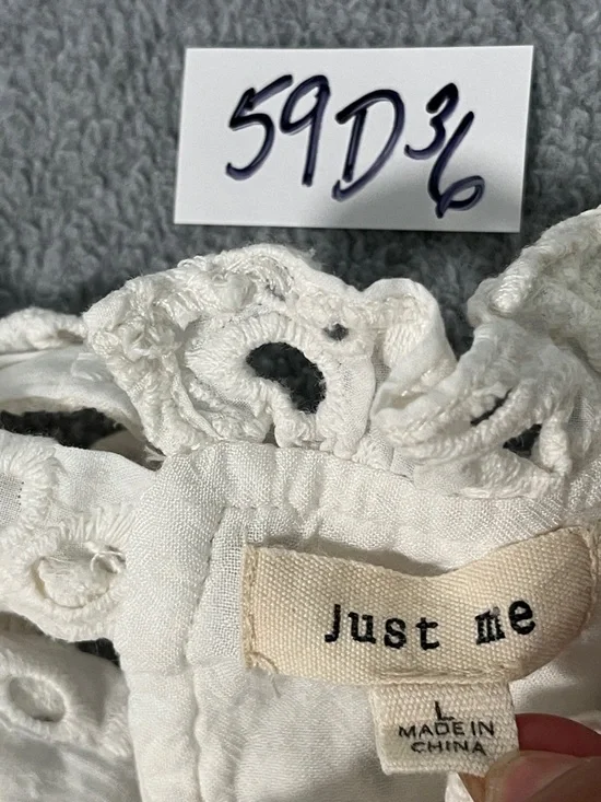 Cottagecore Fairy White Ruffle Mini Dress Large Embroidered Eyelet Kawaii - Picture 8 of 11